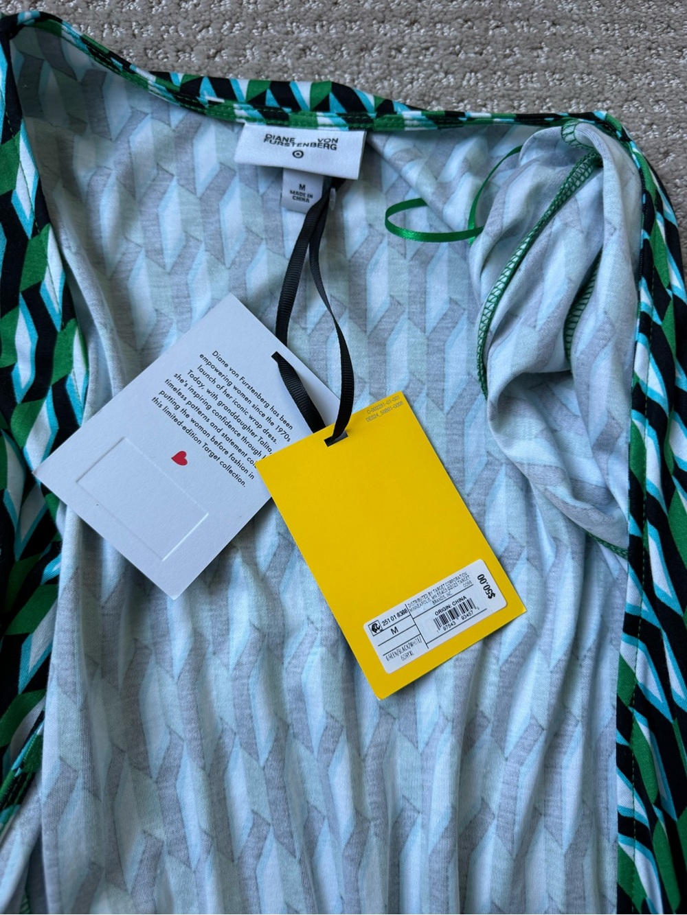 Diane Von Furstenberg DVF x Target Green & Black Geometric Wrap Midi Dress M - Picture 5 of 9